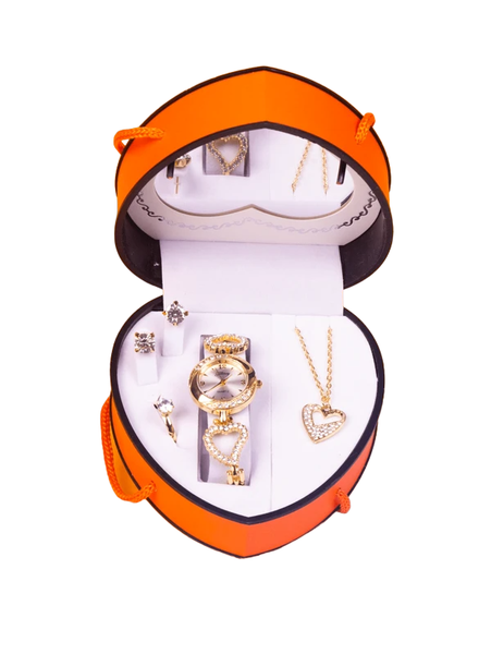 Watch Necklace Earrings Ring Set for Valentine's Day Anniversary Gift