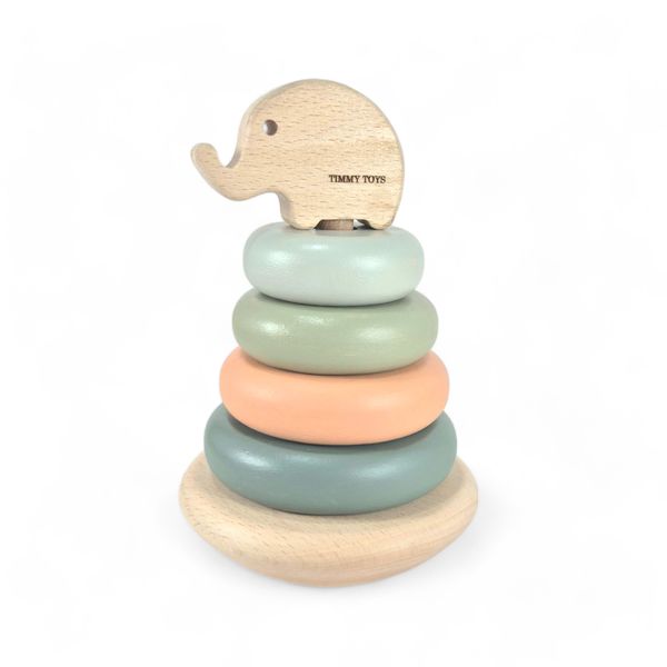 Timmy Toys Elephant Balancing Ring Stacker Wooden Baby Toy