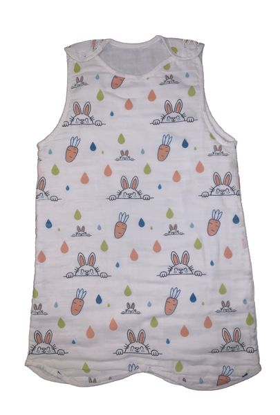 Olive Tree - 4 Layer Muslin Sleeveless Summer Sleeping Bag - Rabbit