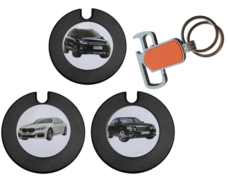 Triple Car Disc Set + Bonus Key Holder - Style &amp; Security for Your Ride