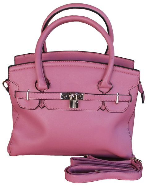 Elegant Pink Structured Tote Bag with Silver Hardware, Imitation Leather