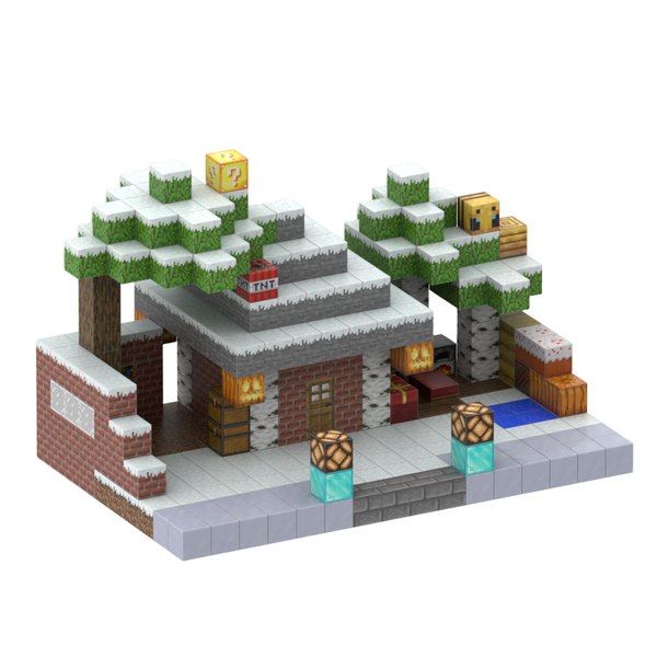 448 Piece Build Mine Magnet World Pixel Cube Blocks - Snow Villa