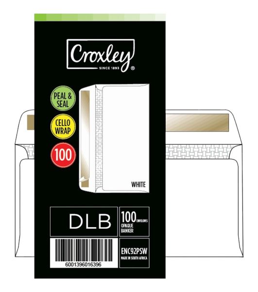 Croxley - Peel And Seal DLB White (110mmx220mm) ENC92PS Pack 100