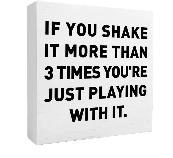 Funny Men's Bathroom Wood Box Sign 5x5", Sarcastic Gift for Him
