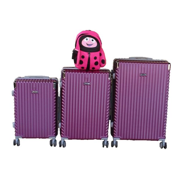3-Piece ABS Luggage Set with Spinner Wheels + Pink Ladybug Kids Backpack