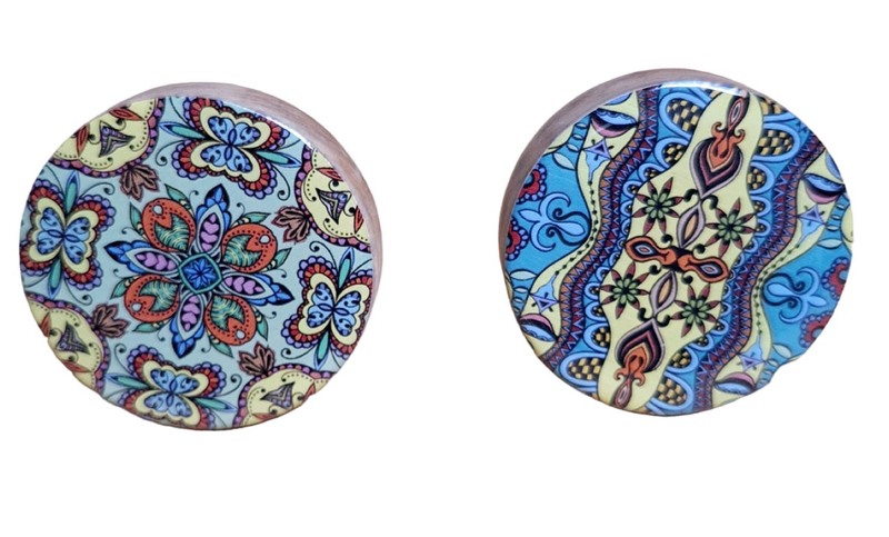 2 Doorknobs - Flower River &amp; Mandala Butterflies