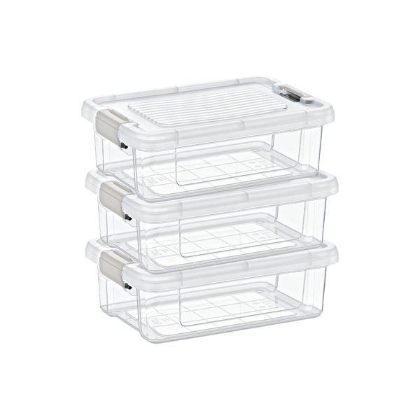 Excellent Houseware - 3 Piece Clip-lock Stackable Storage Container 3L