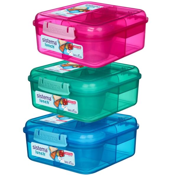 Sistema Lunch Box Bento Cube With Yogurt Pot Square 1.25L Set of 3