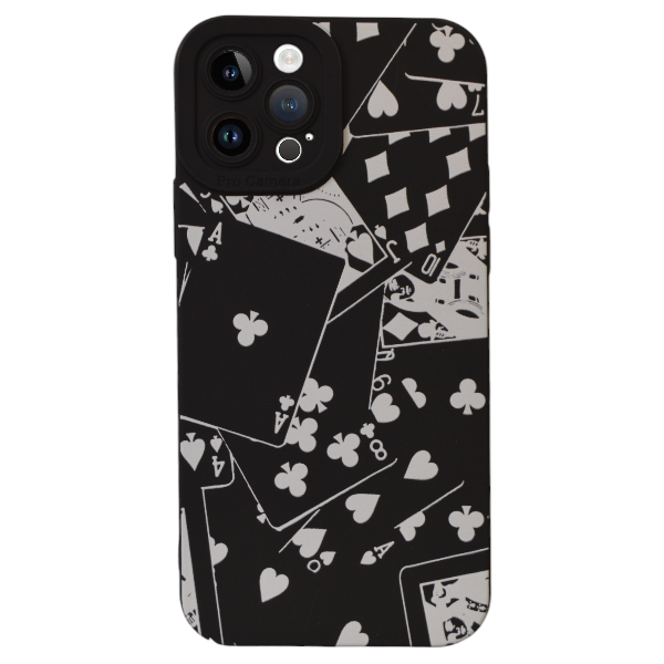 Card Deck Design Phone Cover for iPhone 12 Pro - Black/White