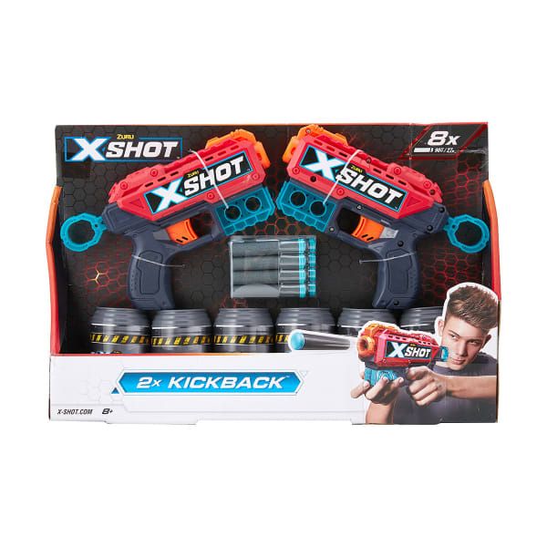 Zuru X-Shot Excel Double Kickback Foam Dart Blaster Combo Pack Black/Blue