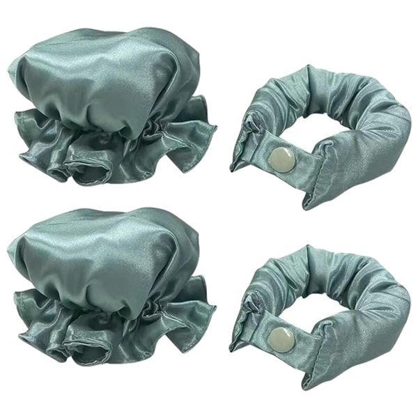 Salon Beauty 4 Piece Curling Rod &amp; Cap Satin Heatless Hair Rollers Set