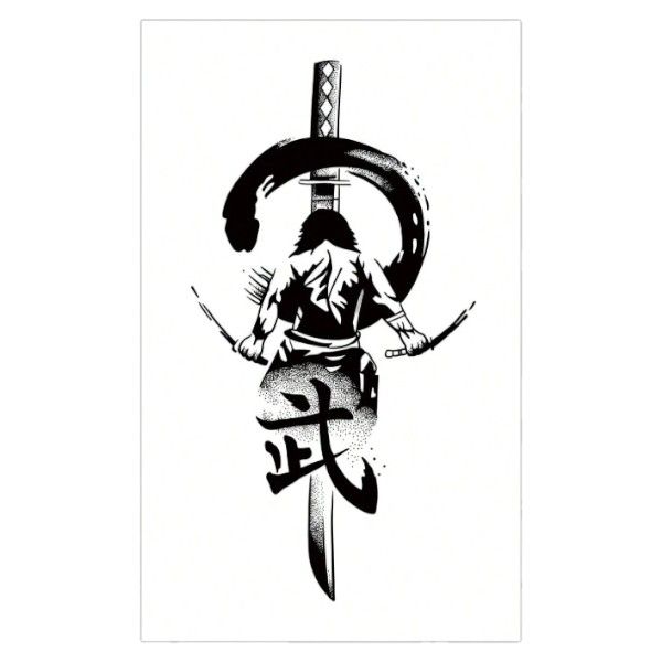 Samurai Sword Temporary Tattoo - Black