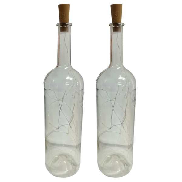 Decor Glass Bottle With Led String Lights - 2 Pack