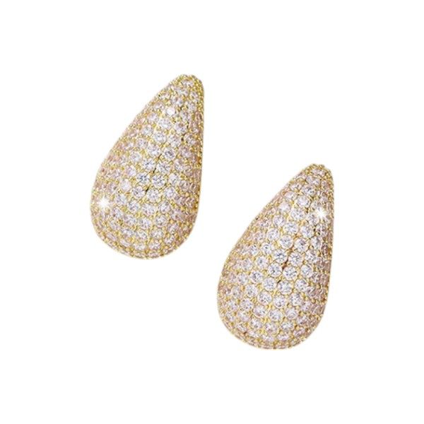 Exquisite Rhinestone Water Drop Earrings With Sophisticated Sparkle - Gold