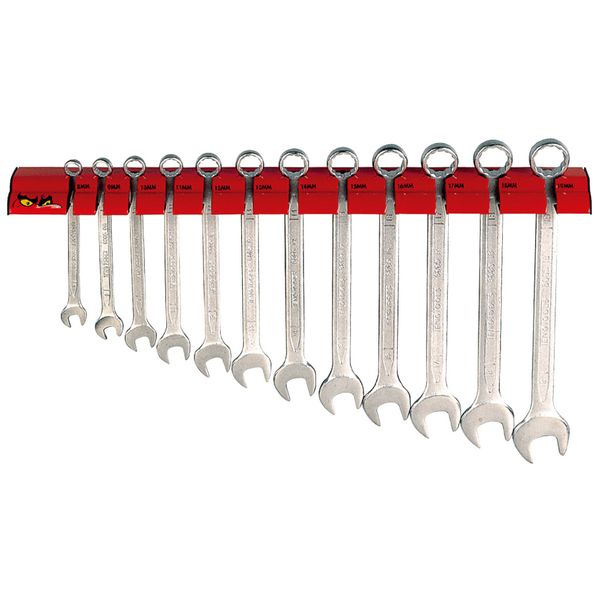 TengTools - 12 Piece Combination Spanner Set Wall Rack