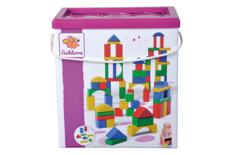 Eichhorn Coloured Wooden Blocks 100 pieces