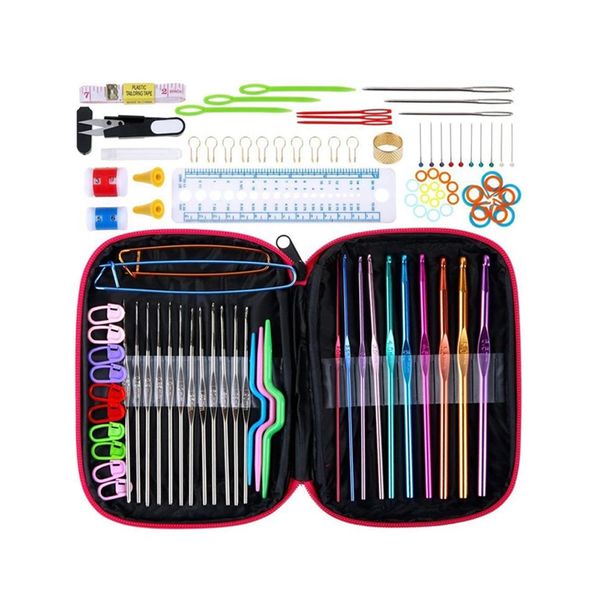 100 Piece DIY 22 Sizes Crochet Hooks Needles Weaving Sewing Tools Set