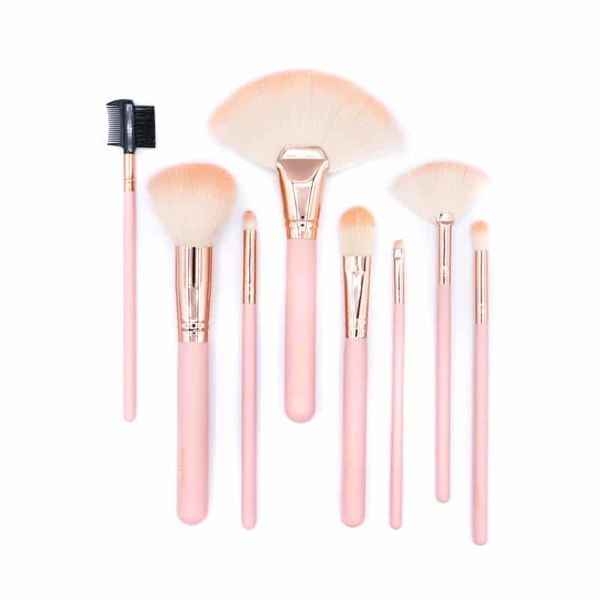 8 Pieces Professional Makeup Brush Set-Soft Pink and Rose