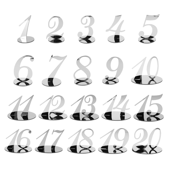 Acrylic Table Numbers For Wedding Table Numbers Stands (Silver)