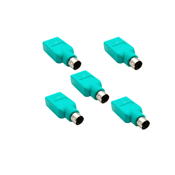 5-Piece USB Female to PS/2 Male Adapter - Connect Mouse &amp; Keyboard