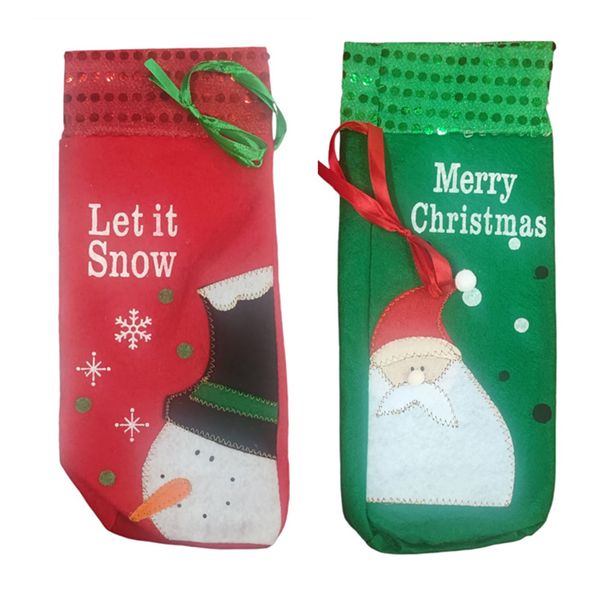 Christmas Stocking Wine Bag Home Decor Gift - Pack of Two