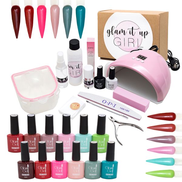 High Quality UV/LED Glam Gel Nail Polish Starter&amp;Soak Off White Kit 25 Pieces