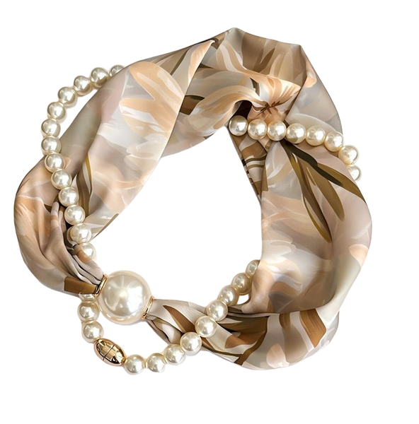 Pearl Magnetic Scarf Necklace - Elegant Satin Neck Scarf for Women