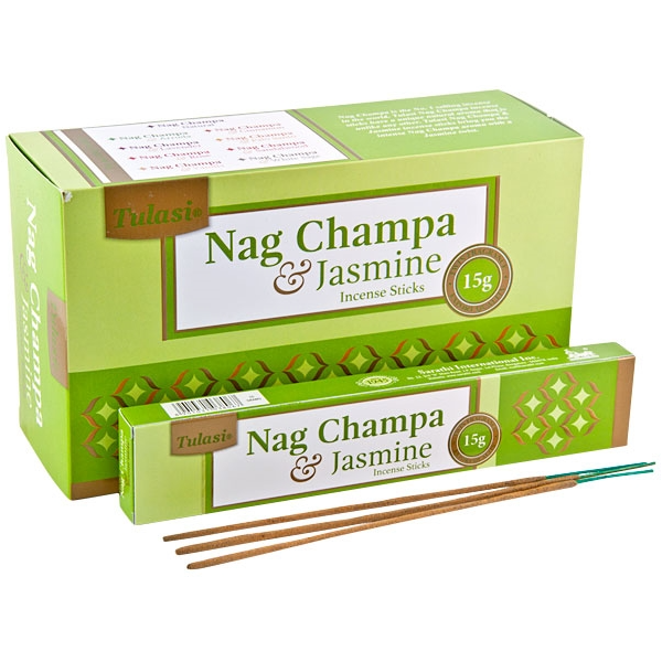 Tulasi Nag Champa &amp; Jasmine Incense Sticks - 12 Pack