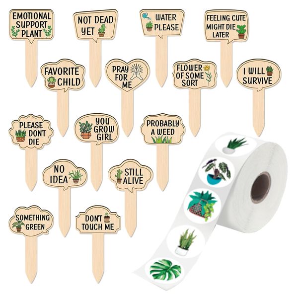 Garden Decor Cute Message Pot Plant Label Tag &amp; Sticker Roll Set (12cm)