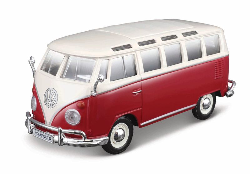 Maisto 1/25 VW Van Samba (Kit) - Red/White (17cm Long)