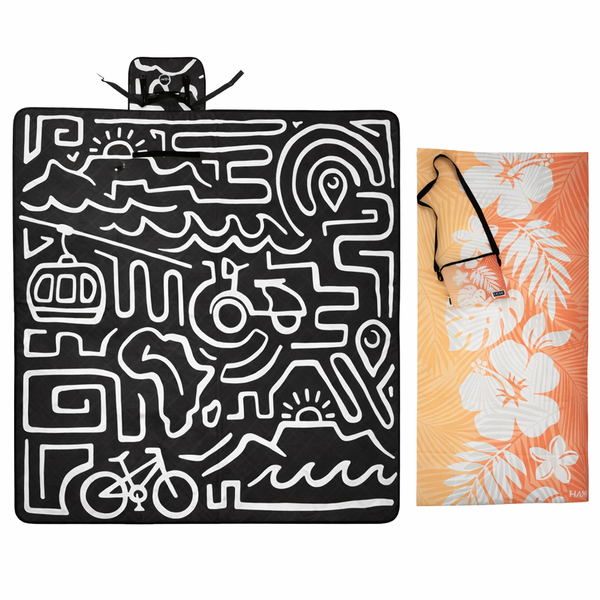 HAMI Eco Quick-Dry Towel (Wave Brush) + Outdoor Blanket (Wild Forest)
