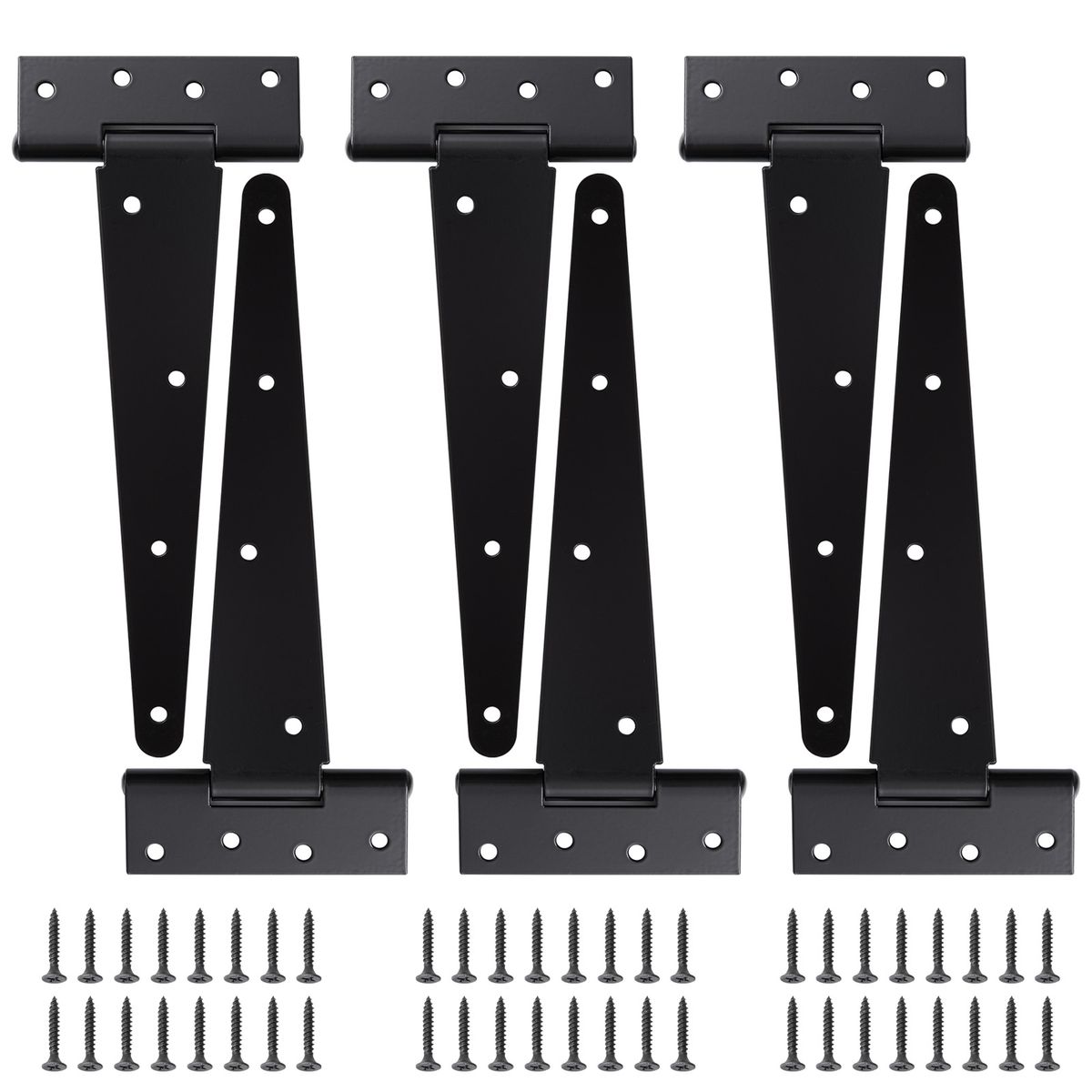 Chenshia - Heavy Duty Tee Hinge Rustproof Wood Fence Gate Hinges - 24.5cm - 6 Pieces
