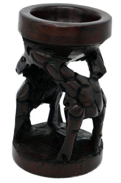 Hand Carved Wooden Giraffe Pair Decorative Ostrich Egg Holder