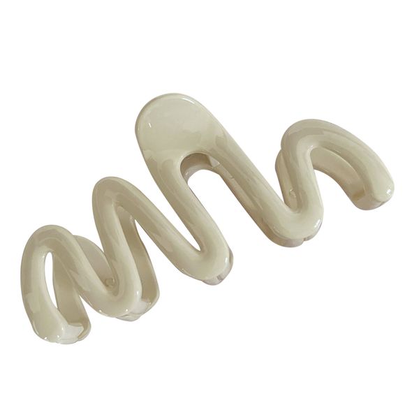 Wavy Hair Clip - Strong Hold Jaw Barrettes (Cream White)