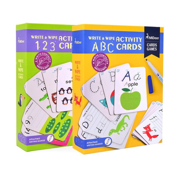 Mideer Write &amp; Wipe Cards: 123 &amp; ABC