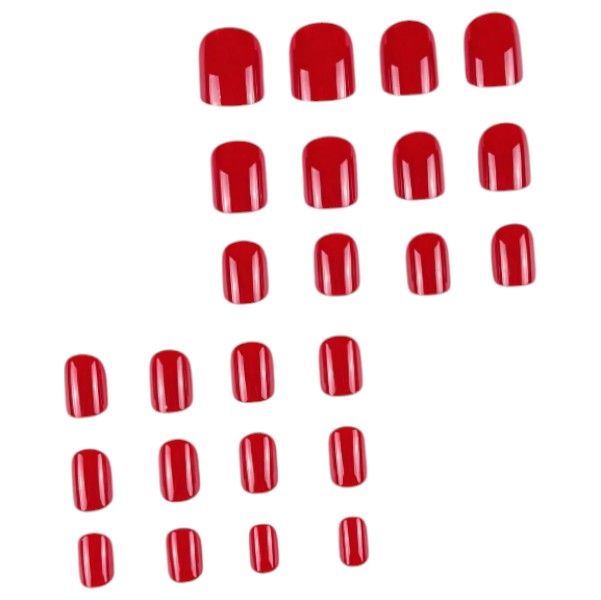 24 Piece - Classic Square Press-On Nails With Shiny Finish - Scarlet Red