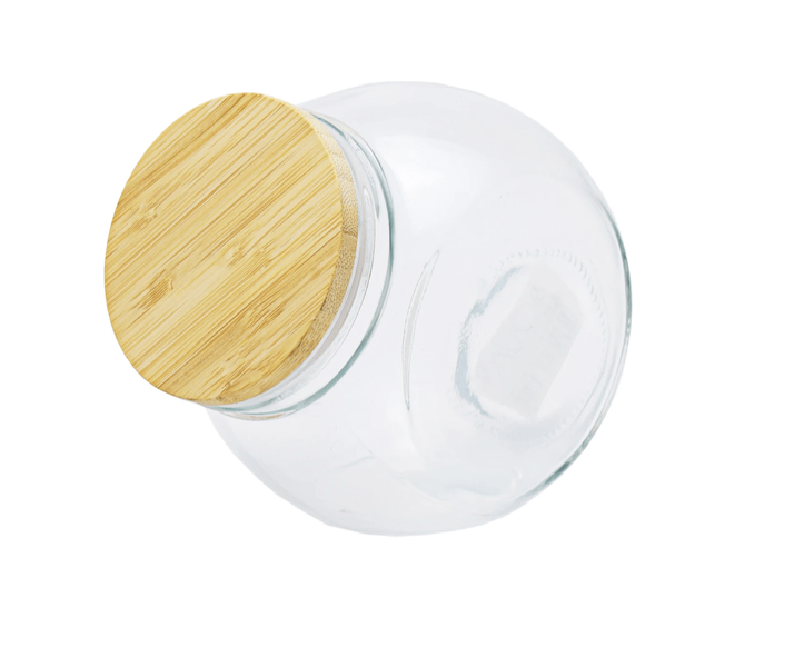 Jar Round Glass With Bamboo Lid - Kitchen Essentials