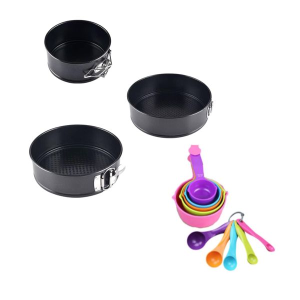 Kitchen Baking Pan Set of 3 &amp; Measuring Cup and Spoon Set