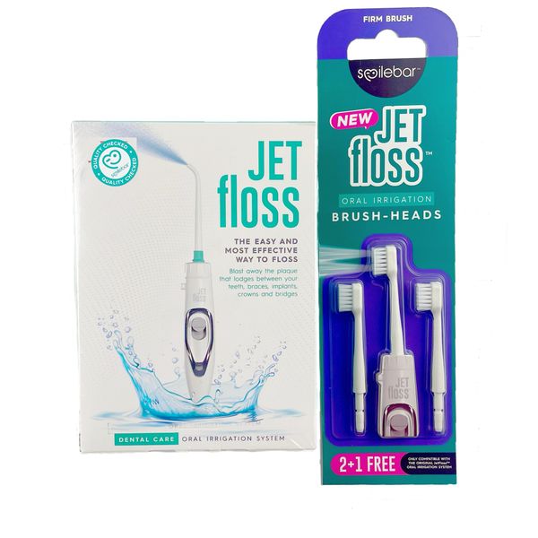 smilebar Jet Floss Oral Irrigator &amp; Brush Heads (Firm) Combo