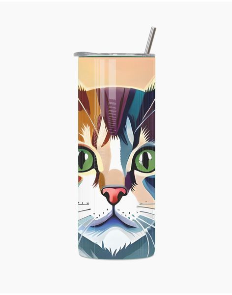 Cat in Colour 2 20 Oz Straight Skinny Tumbler Straw Motivational Present016