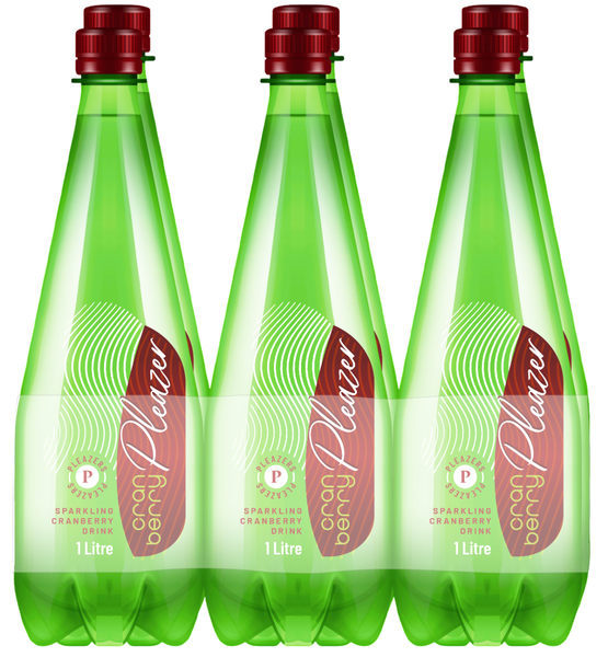 Pleazer Sparkling Cranberry Drink 1L (6 Pack) PET