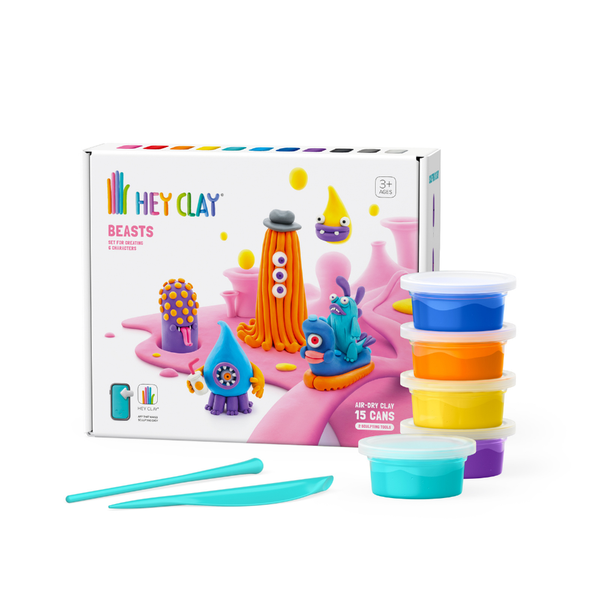 Hey Clay - Modelling Air-Dry Clay with Fun Interactive App - Beasts 15 Cans