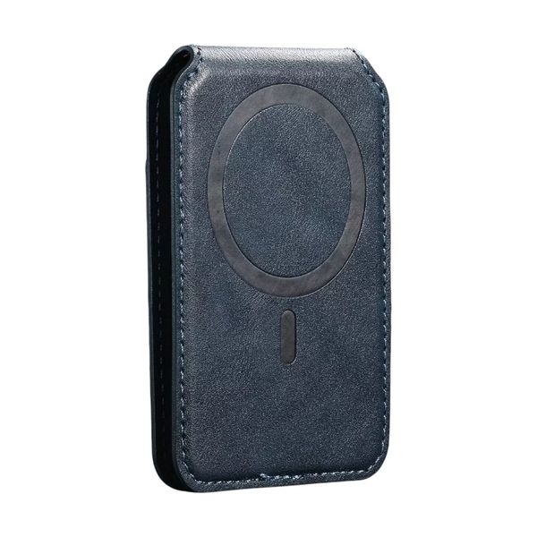 MagSafe-Compatible Leather Wallet Case - Navy Blue