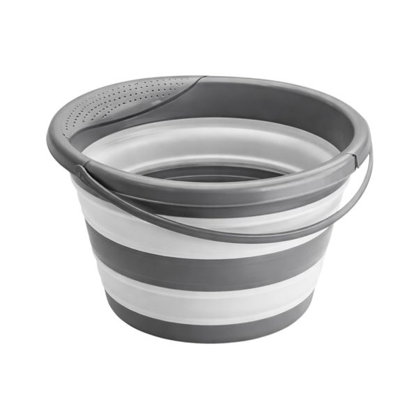 Collapsible 8L Silicone Water Bucket - Grey &amp; White