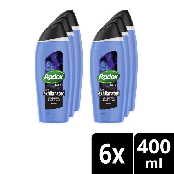 Radox Men Feel Exhilarated Guarana and Rock Crystal Body Wash 6x400ml