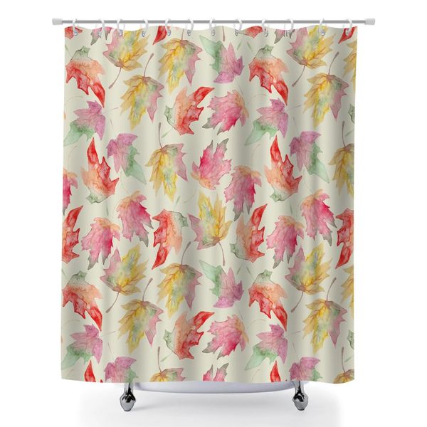 Foliage Print Bathroom Shower Curtain with Rustproof Grommets
