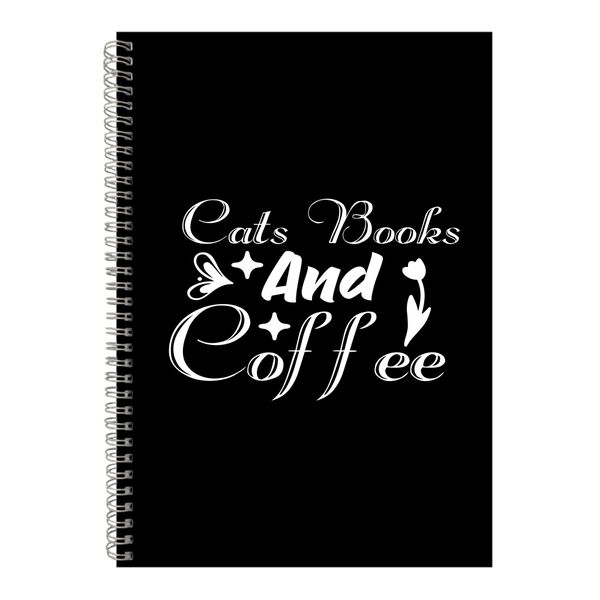 Cats Books A4 Notebook Spiral and Lined Coffee Sayings Graphic Notepad 118