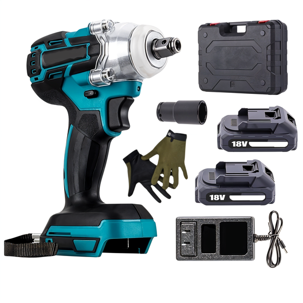 280NM Cordless Impact Wrench, 2 Battery Packs, Charger Carry Case &amp; Gloves