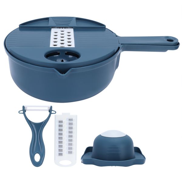 12in 1 Manual Vegetable Cutter Chopper Food Shredder Slicing Tool Dark Blue