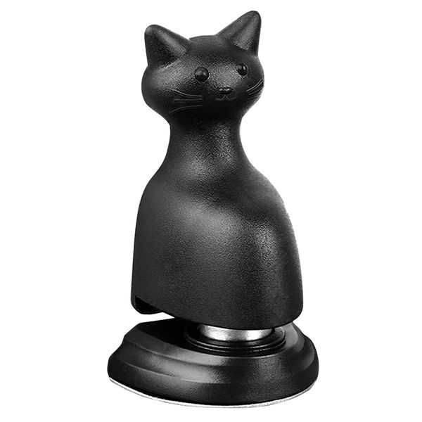 Home Decor Sitting Cat Auto Locking Magnetic Door Stopper Set of 2 (9cm)